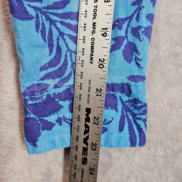 Jamaica Jaxx Linen Blend Tropical Shirt Womens XL Blue Purple Floral Lightweight - Picture 5 of 11